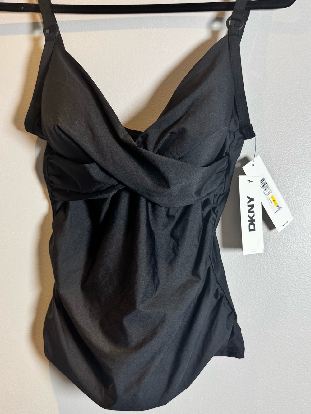 DKNY Black Wrap-Front Tankini Top - Picture 4 of 6